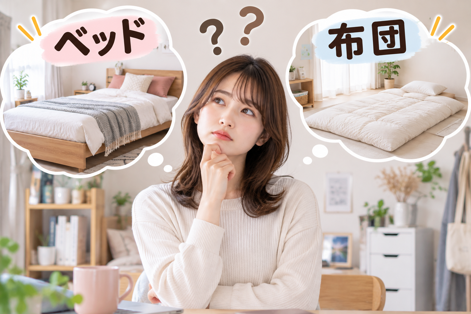 ベッドと布団どっちを買おうか迷っている女性