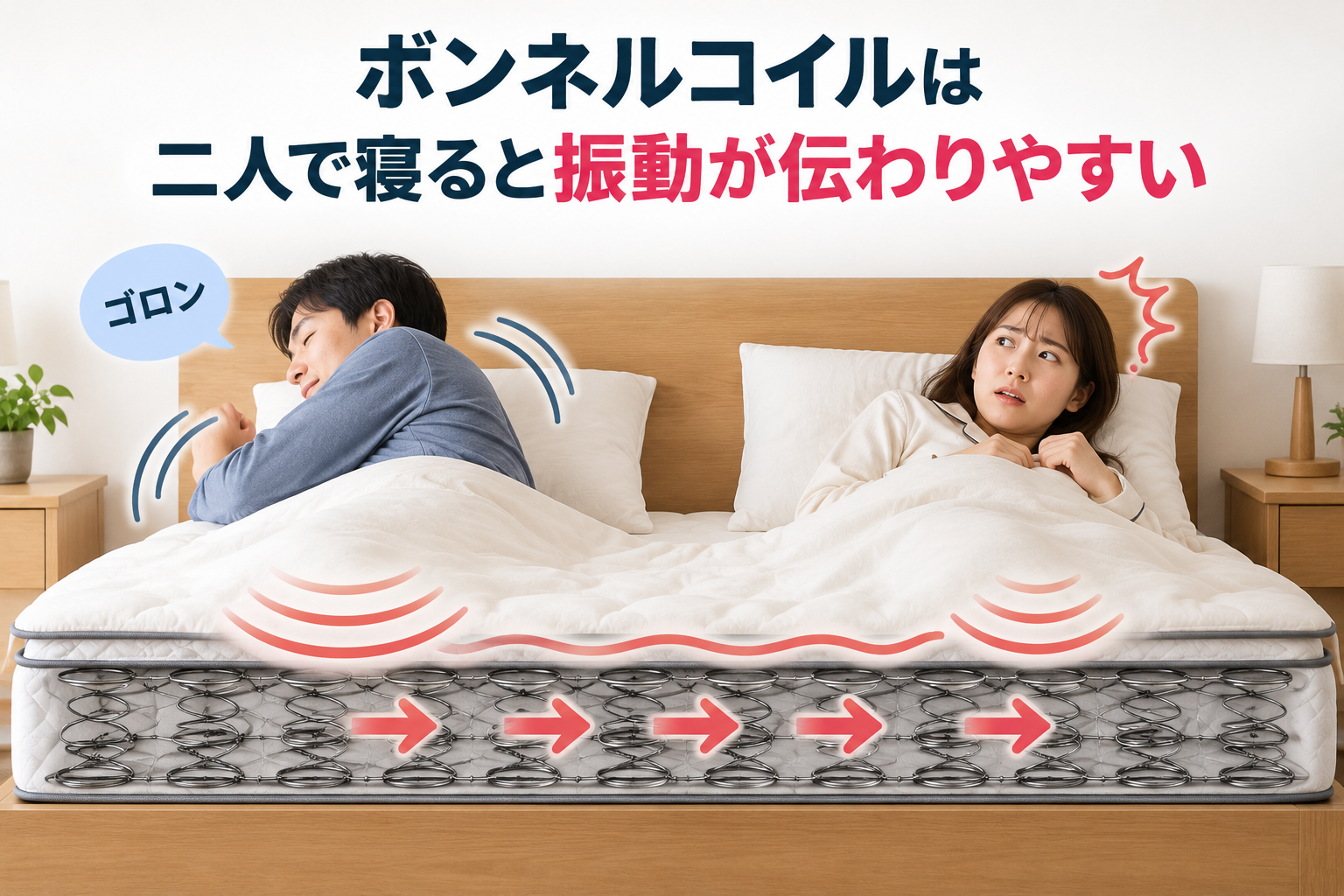 ボンネルコイルは二人で寝ると振動が伝わりやすい