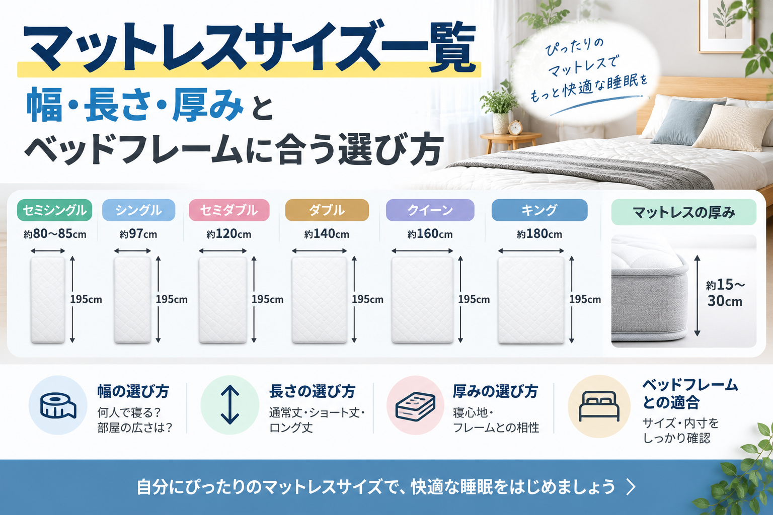 マットレスサイズ一覧と選び方