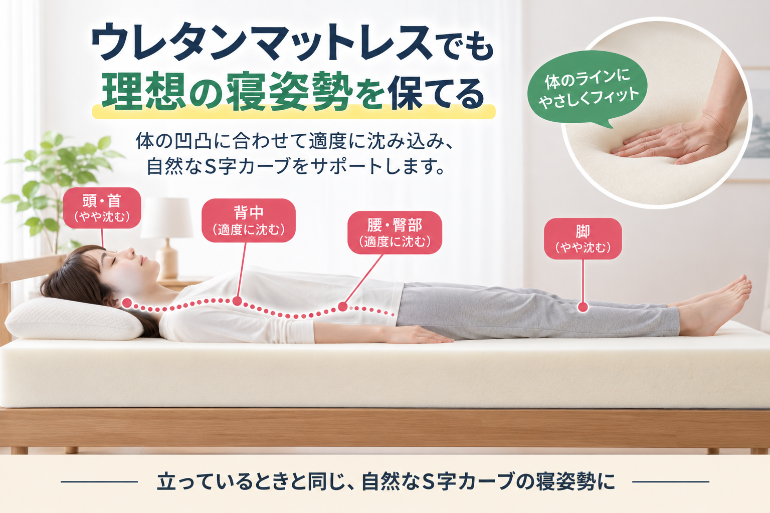 ウレタンマットレスに横になっている