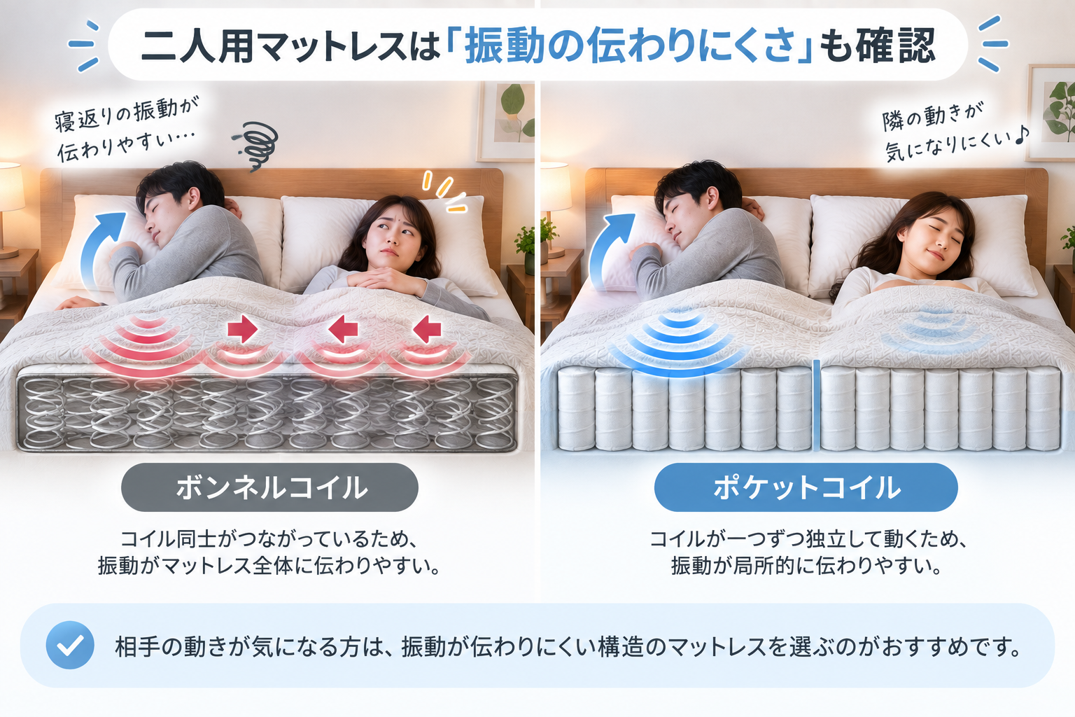二人用マットレスの振動比較