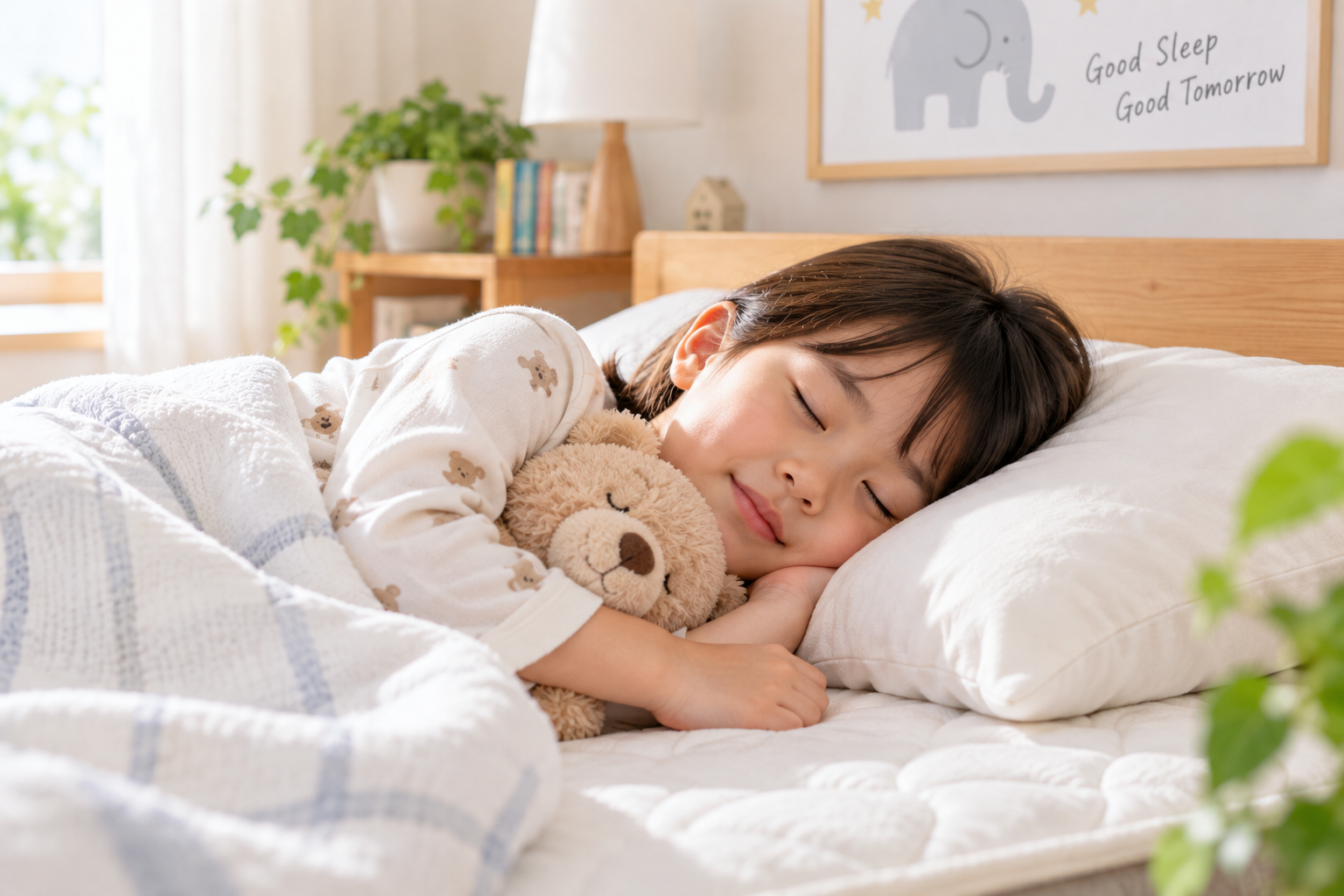 子供が心地よさそうに眠っている
