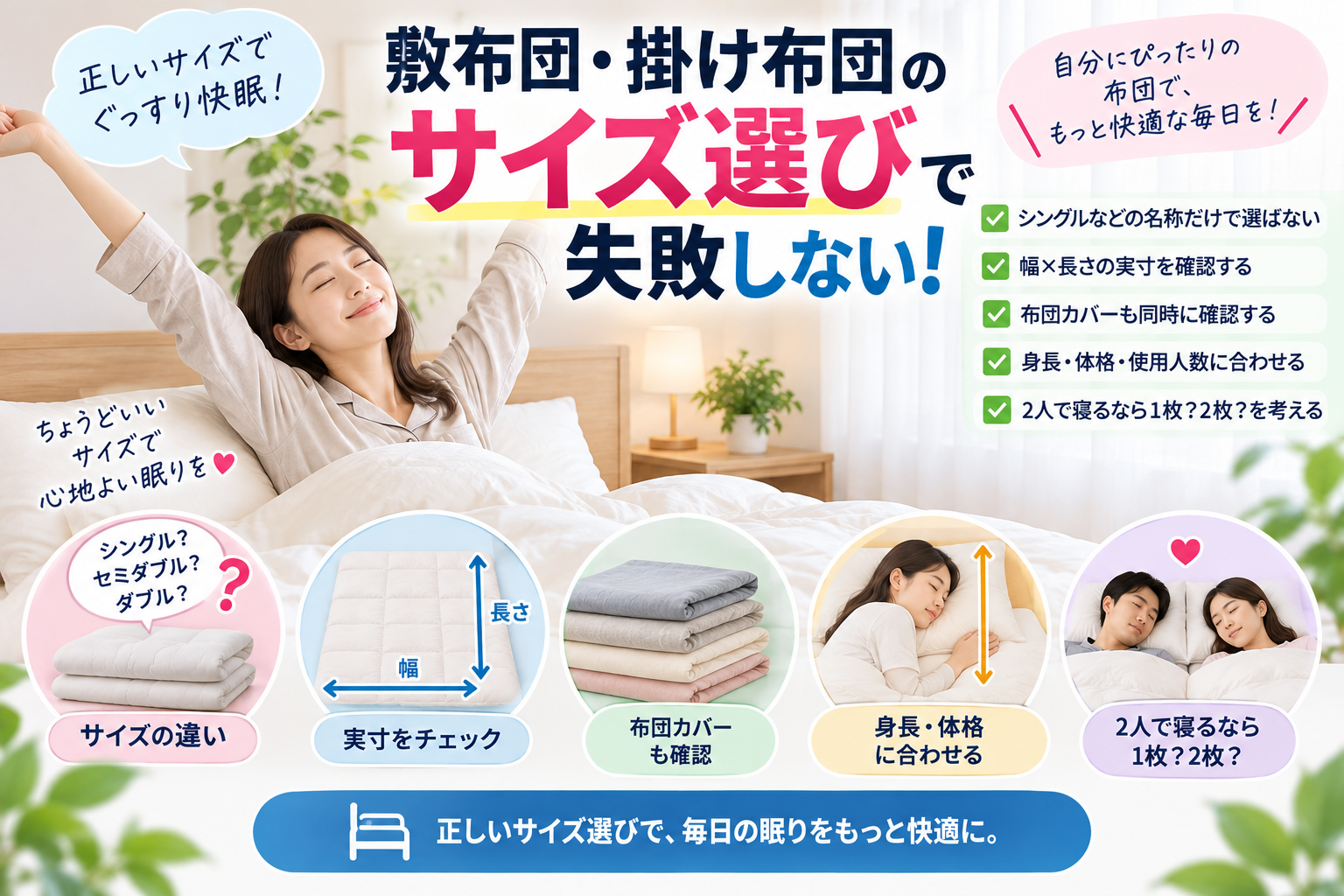 布団サイズ選びで快眠！