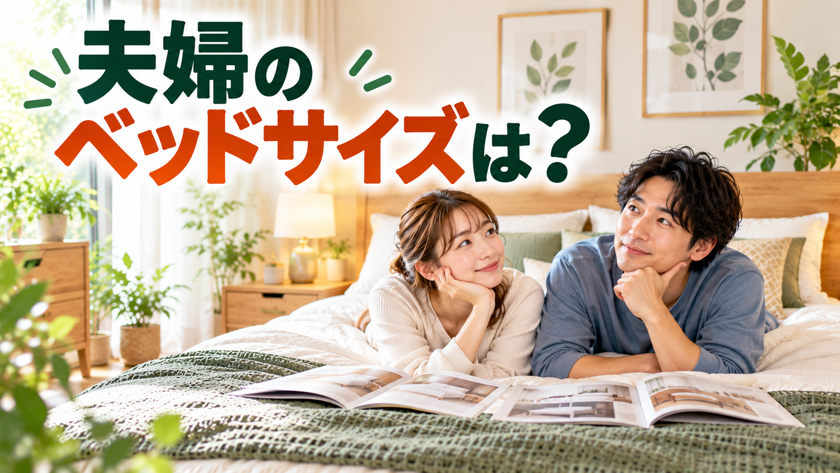夫婦のベッドサイズ選びを考えるカップル