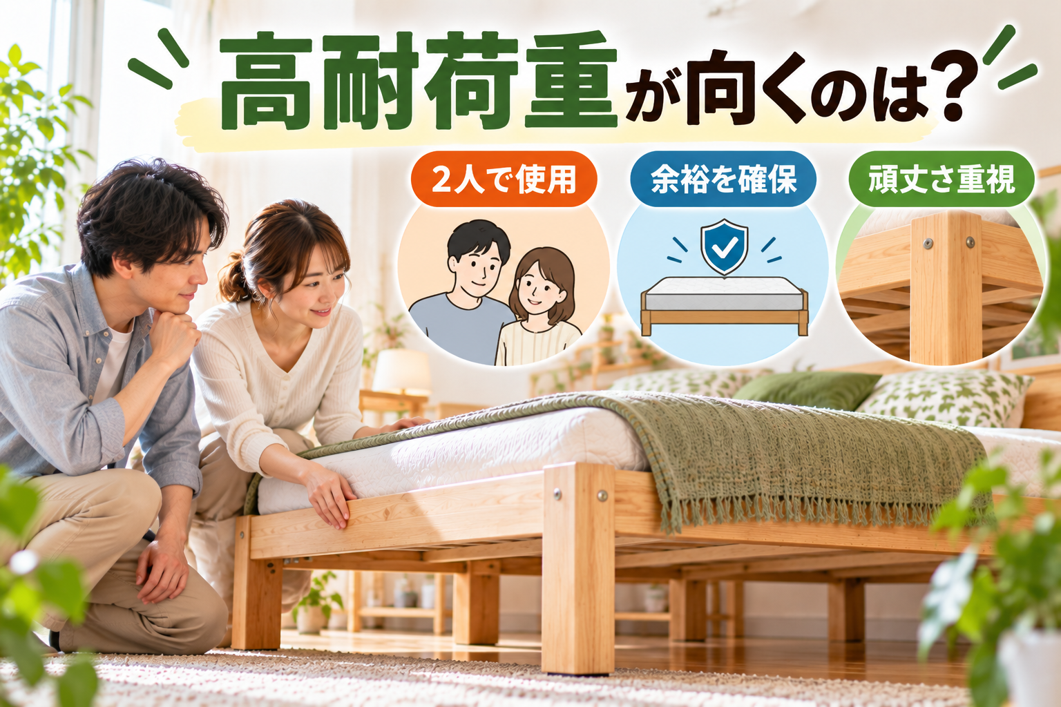 耐荷重600kgや650kgの高耐荷重ベッドを検討する夫婦