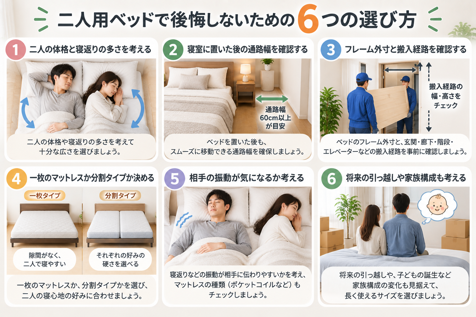 二人用ベッド選び6つのポイント