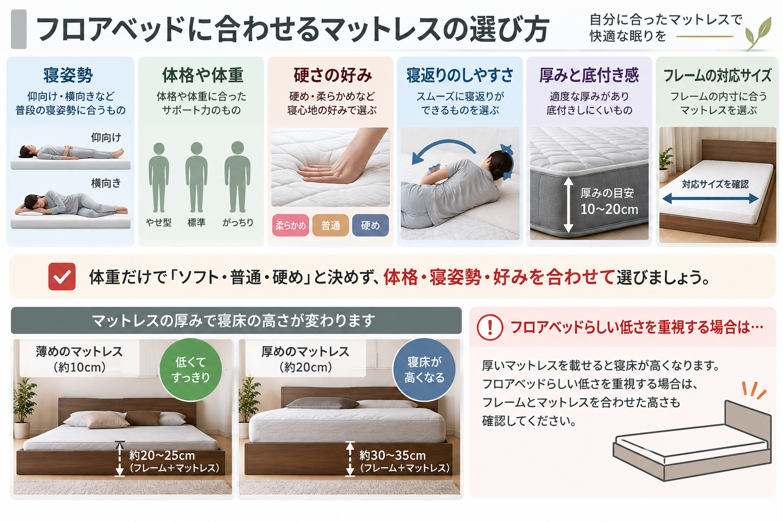 フロアベッド用マットレス選びガイド