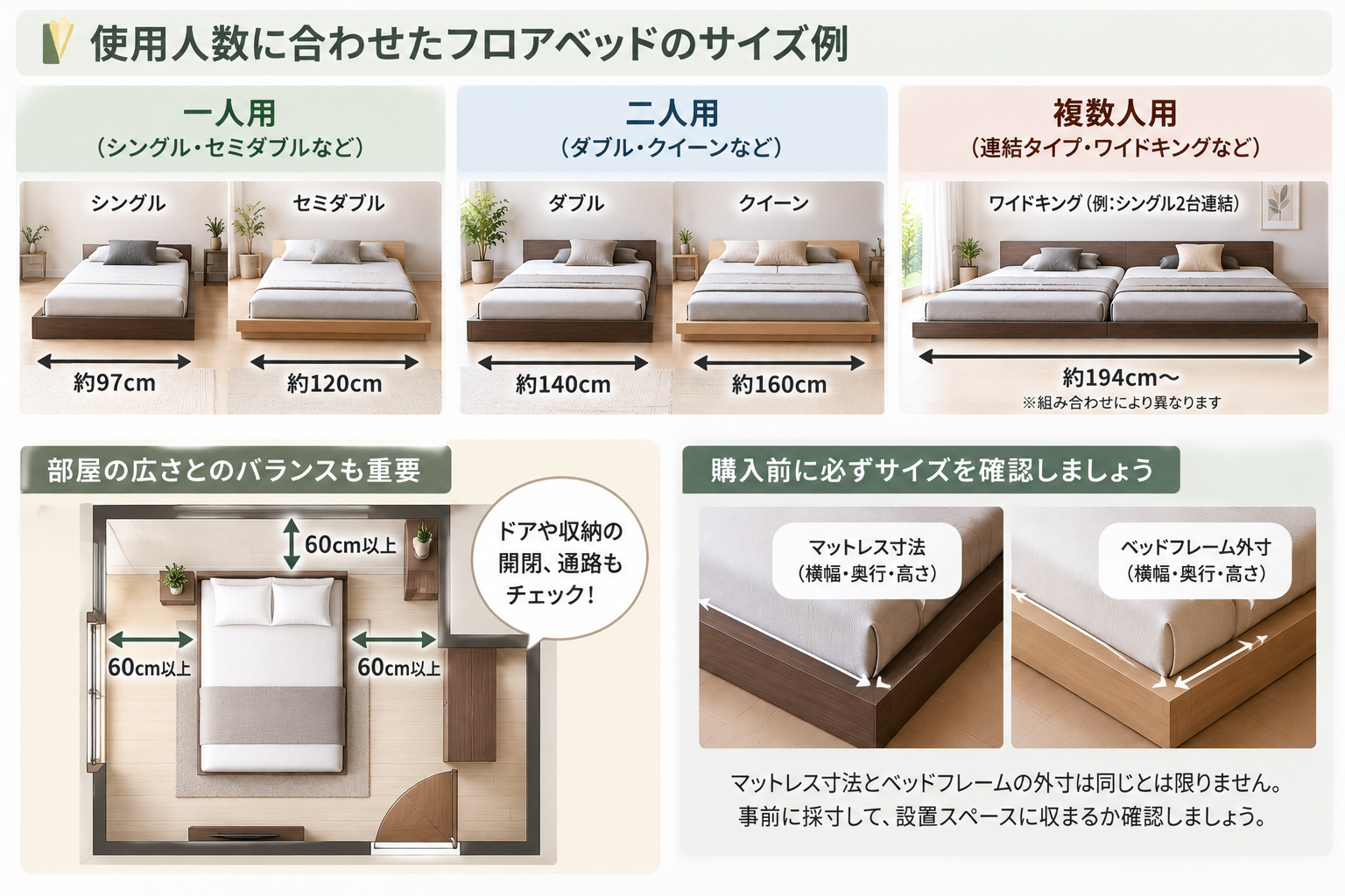 フロアベッドのサイズと間取りガイド