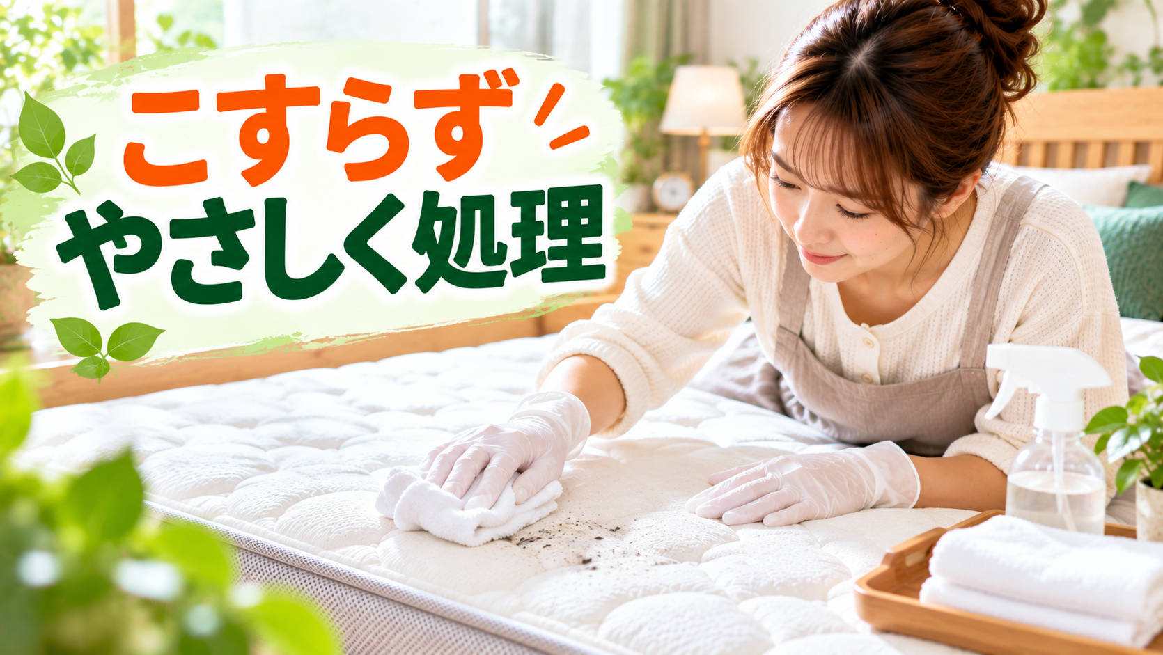 マットレスのカビを消毒用エタノールを含ませた布で処理する方法