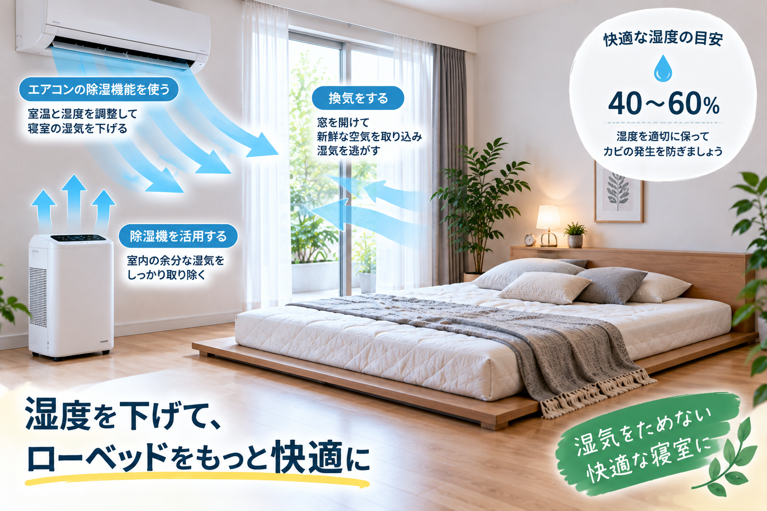 寝室の湿度を下げる