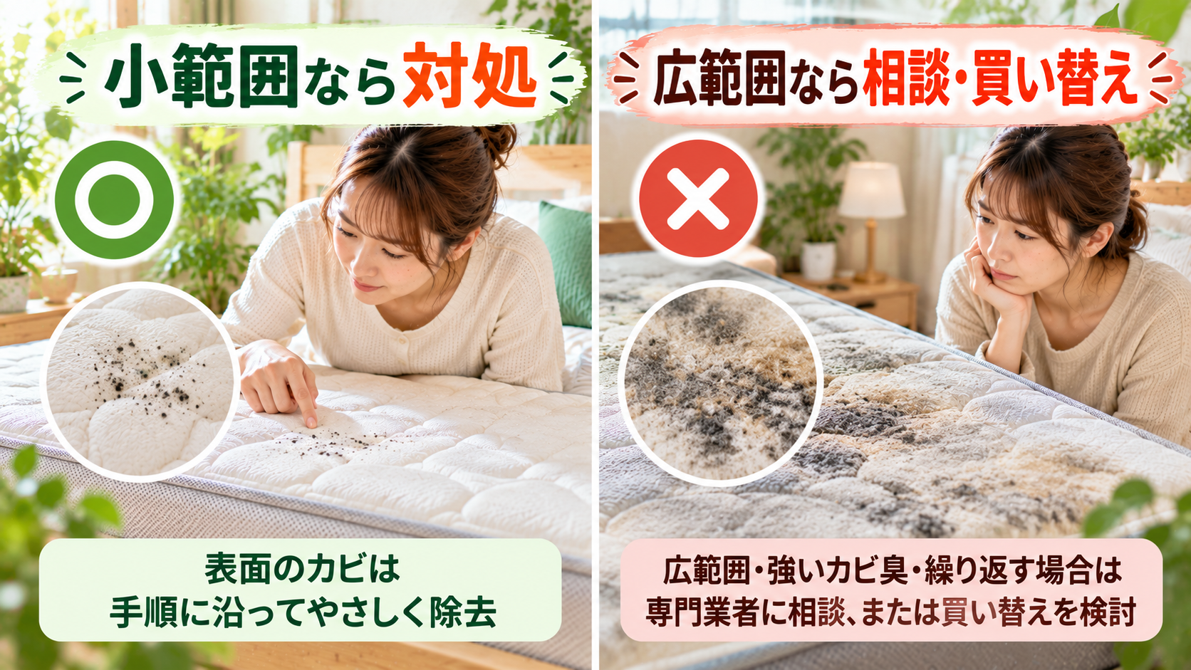 マットレスのカビ取りと買い替えを判断する目安