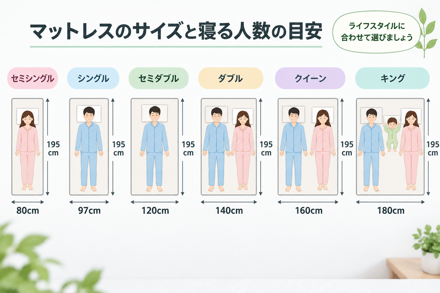 マットレスのサイズ一覧
