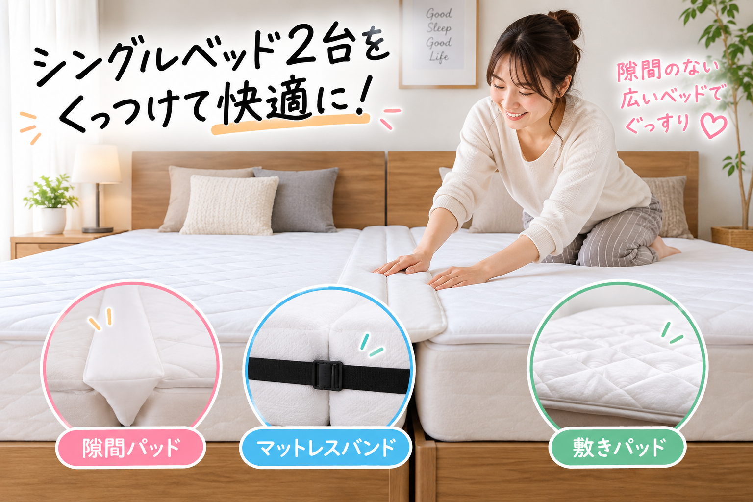 シングルベッド2台をくっつける方法｜隙間対策・おすすめ連結ベッド4選