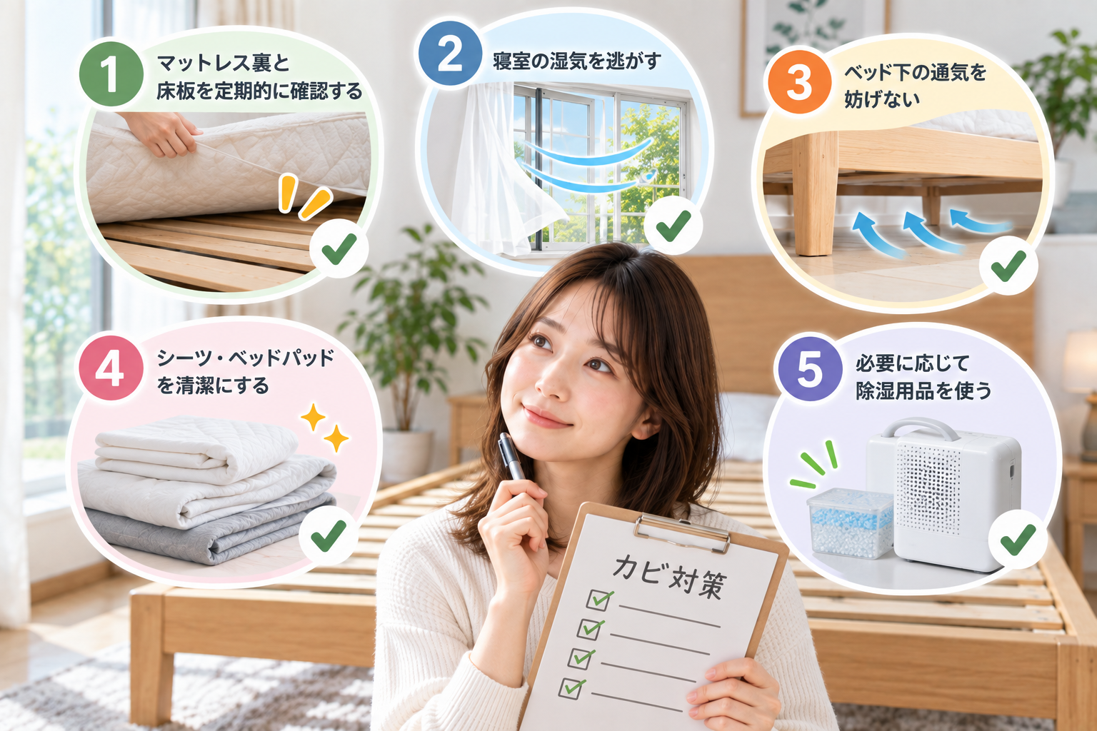 ベッドフレームのカビを再発させない5つの対策