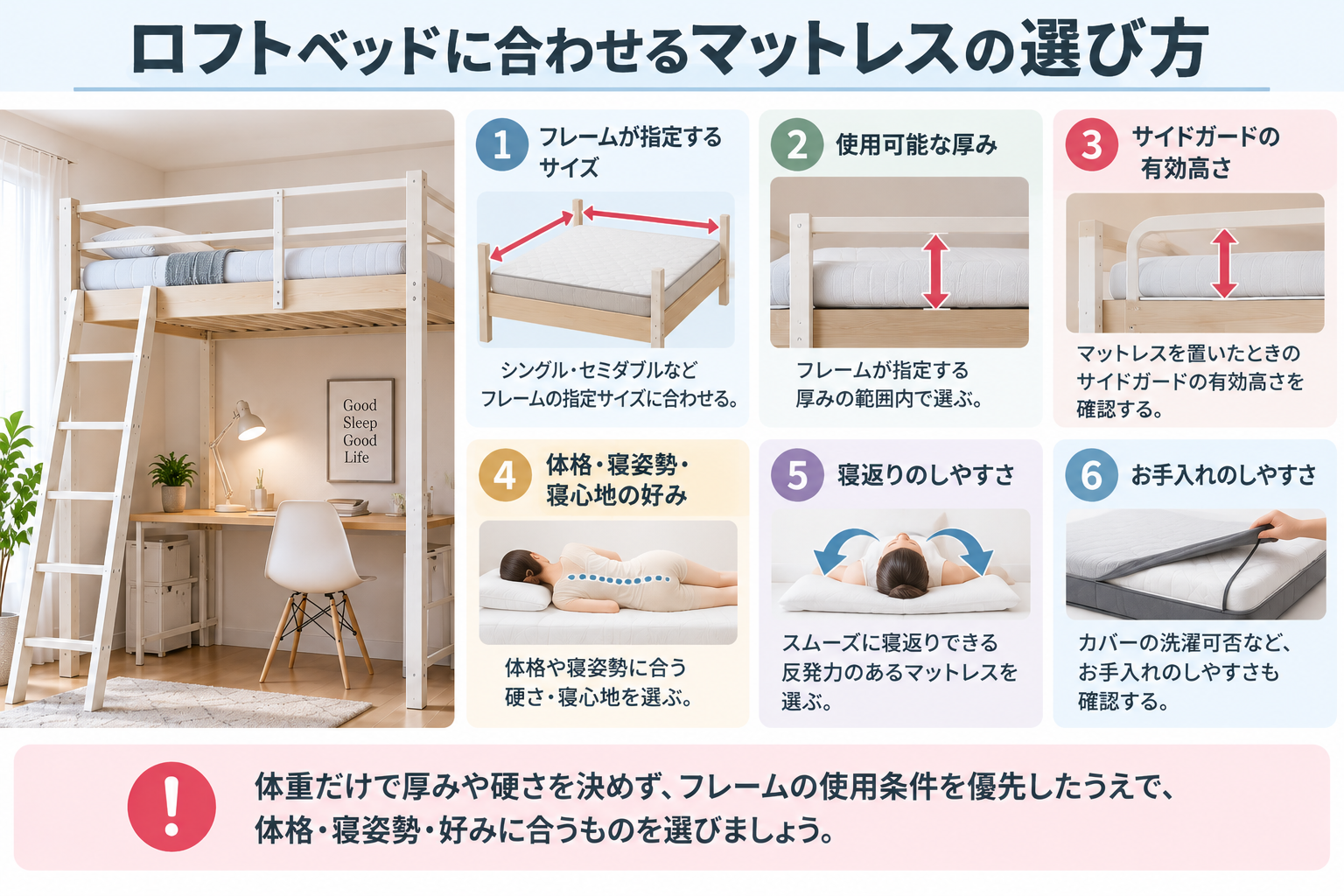 ロフトベッド用マットレス選びガイド