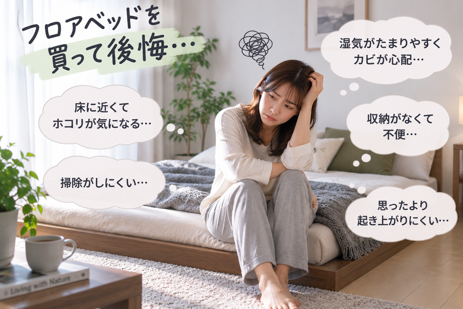 フロアベッドを買って後悔している女性
