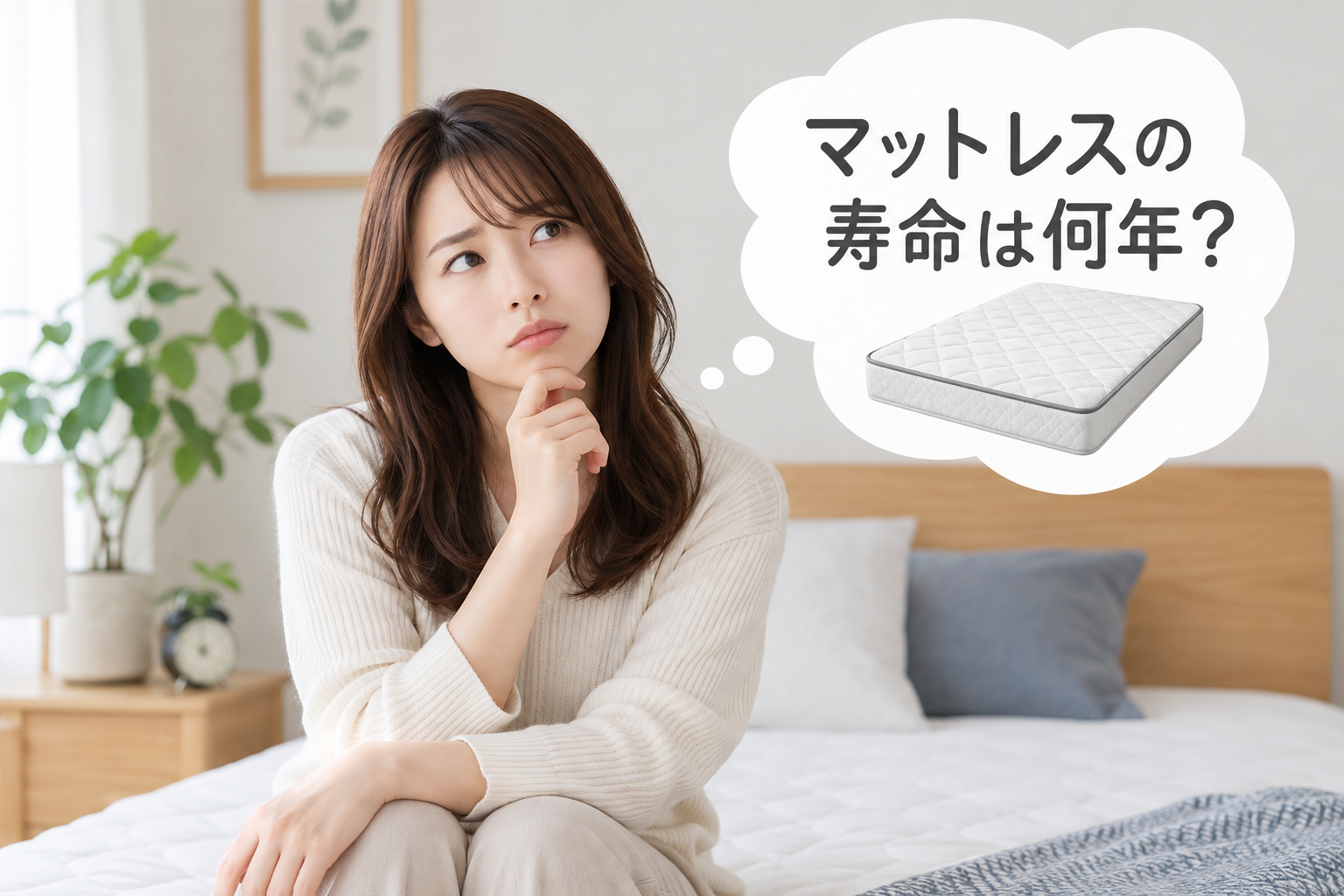 マットレスの寿命を考える女性