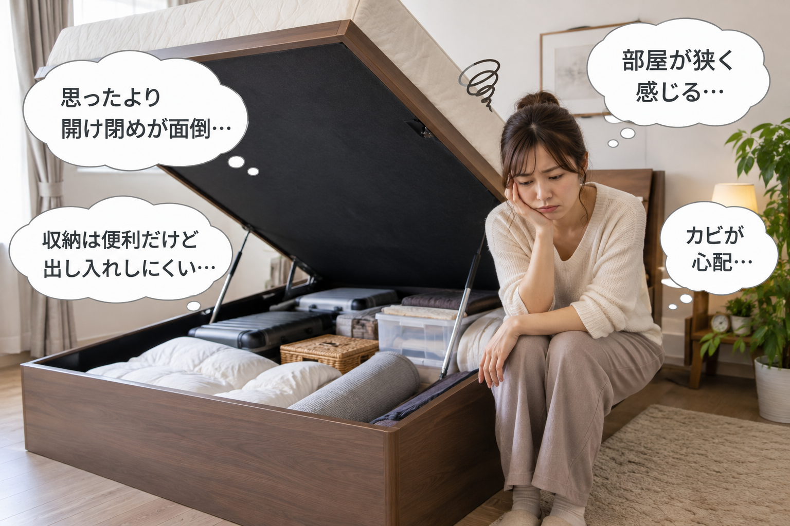跳ね上げ式ベッドを買ったけど、思ったより悪かったと後悔している