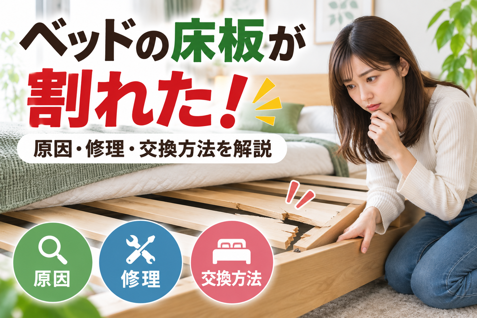 ベッドの床板が割れた！原因・修理・交換方法を解説