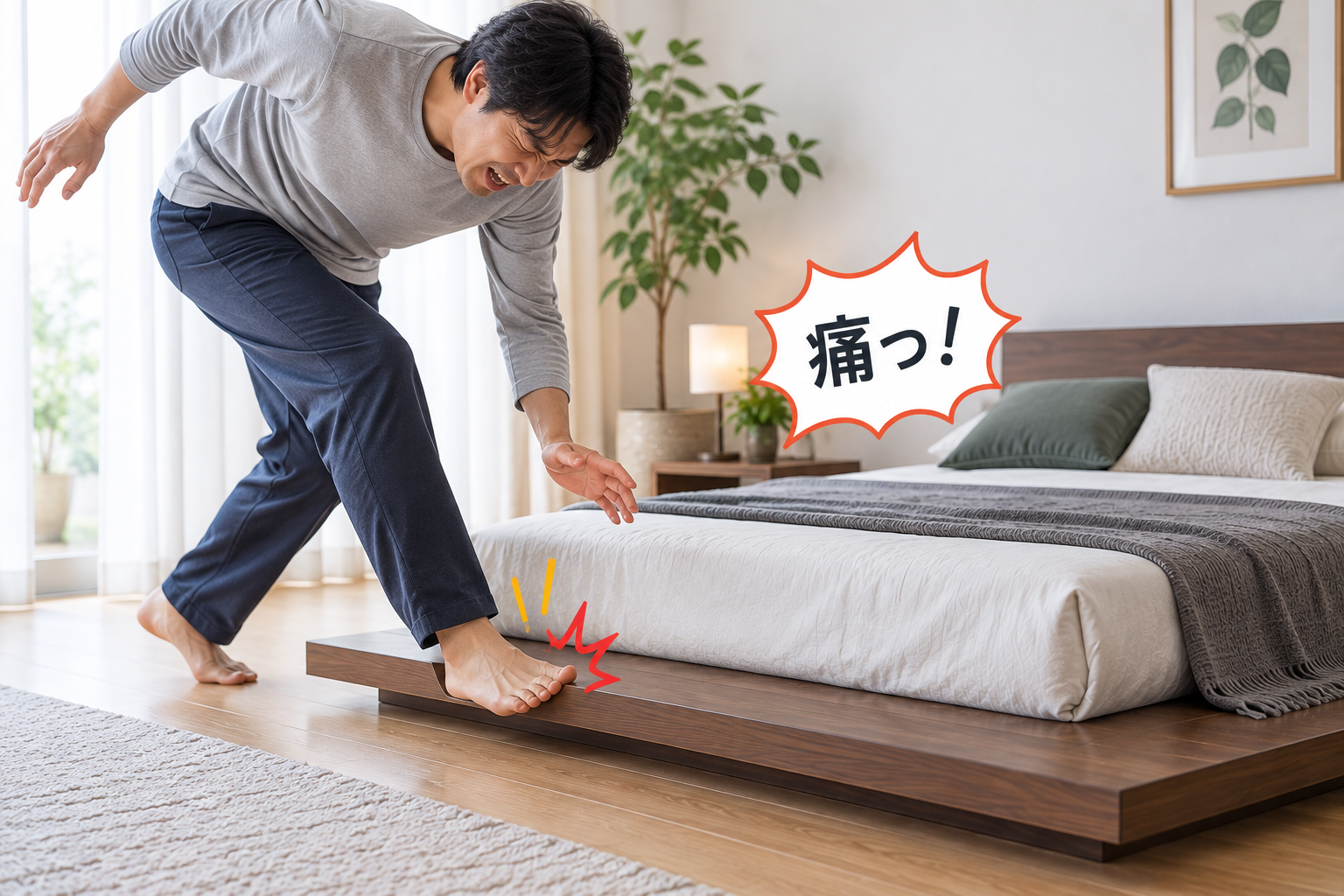 ステージ部分に足をぶつけている