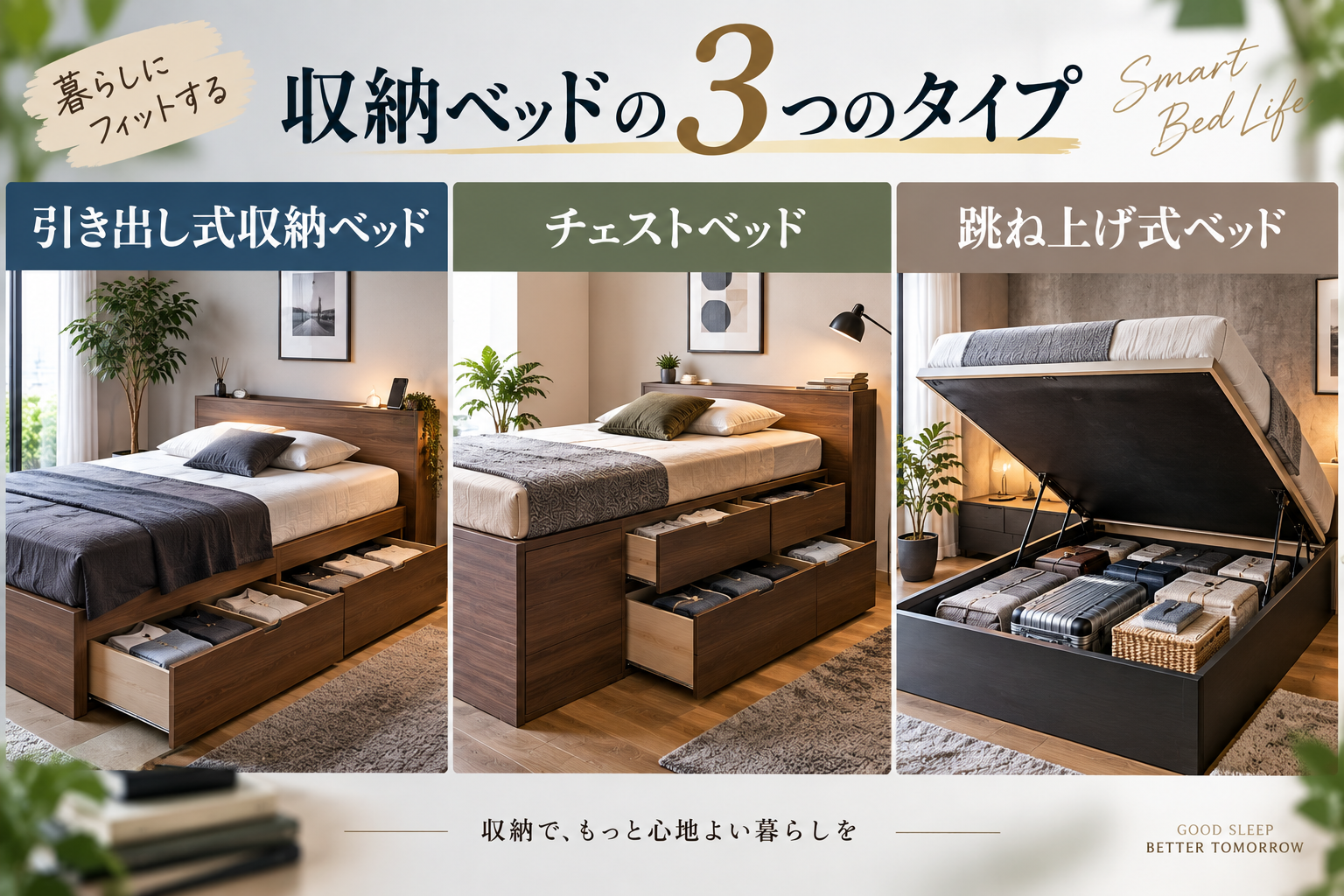 収納ベッド3タイプ比較