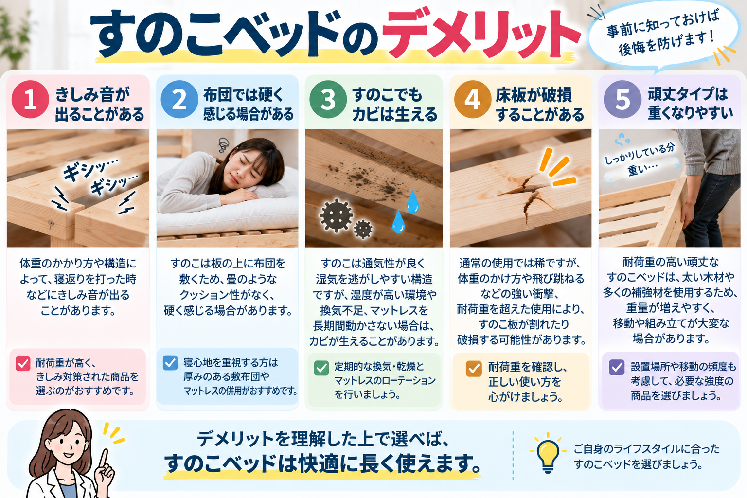 すのこベッドのデメリット5選