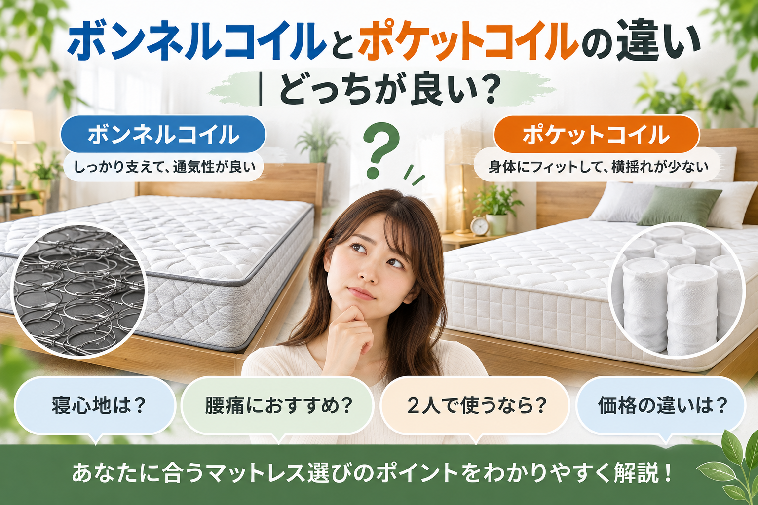 ボンネルコイルとポケットコイルの違い｜どっちが良い？