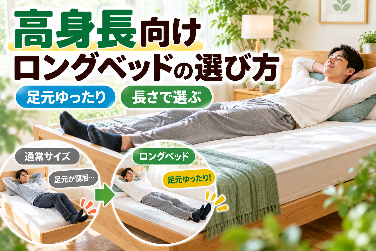 高身長の人に合うロングベッドの選び方