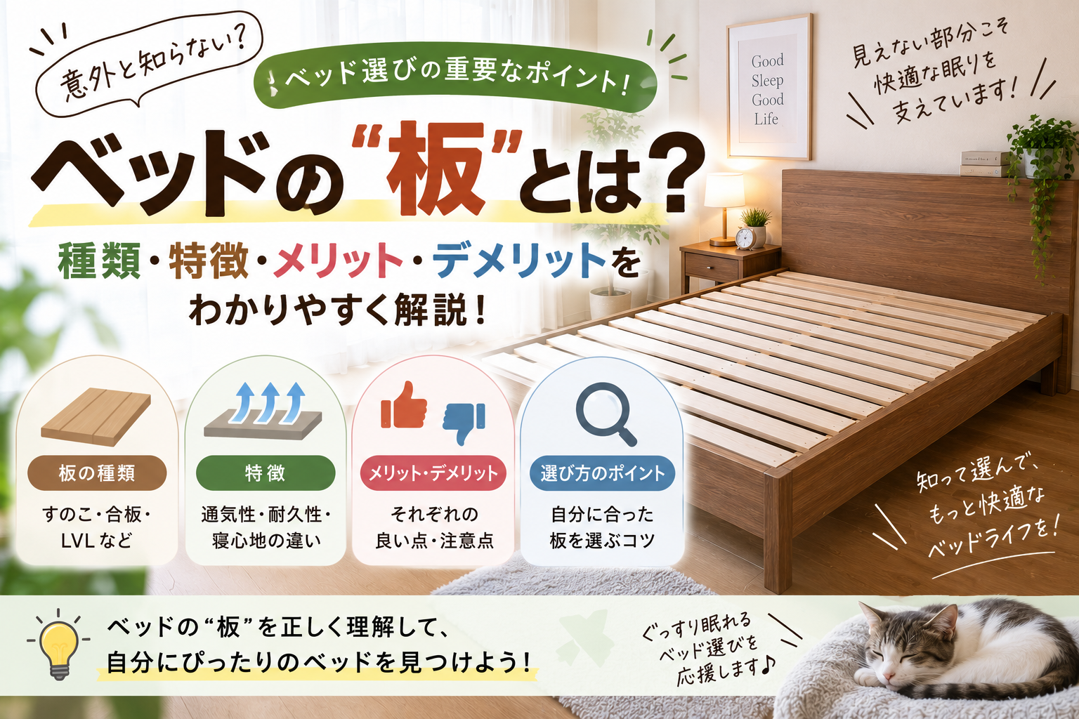 割れやすいベッドの板の特徴と床板が割れた時の修理・交換方法