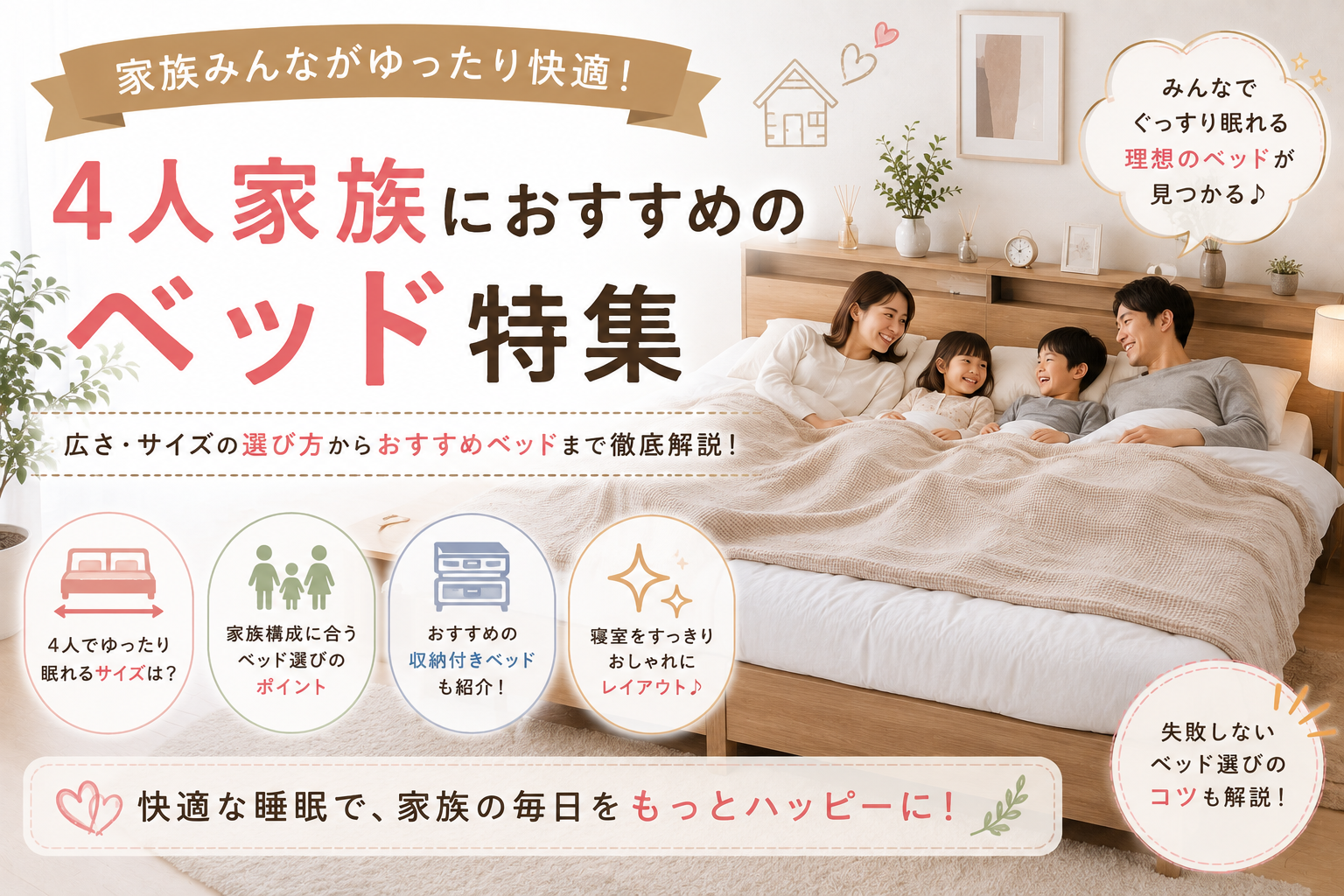 家族4人が一緒に寝れるベッド！人気の連結ワイドキングおすすめ4選！