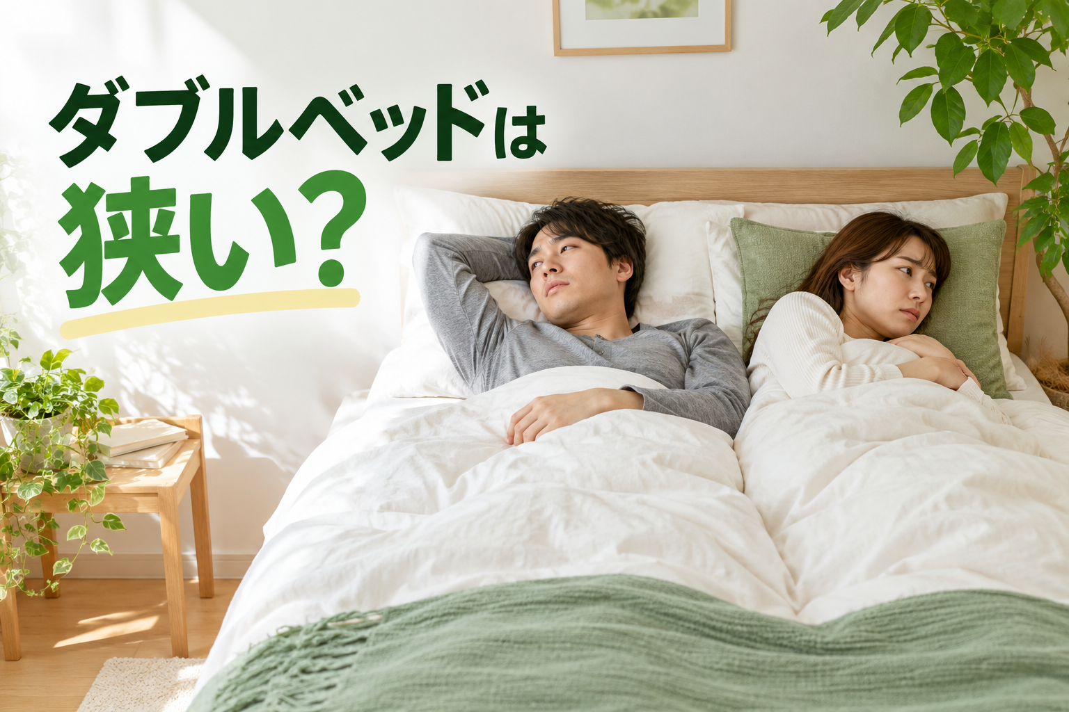 ダブルベッドは2人で寝ると狭いのかを解説