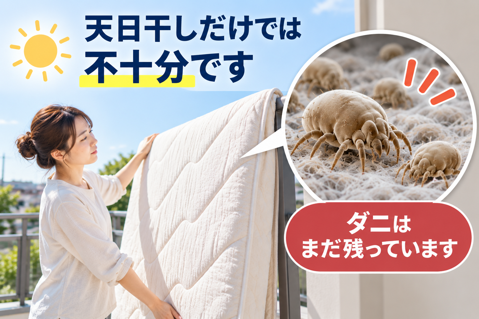 天日干しだけだと不十分なダニ対策