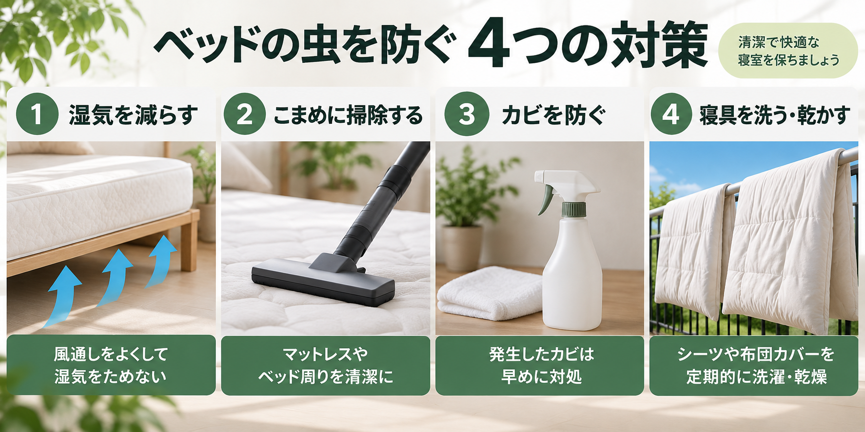 ベッドの虫を防ぐ4つの対策
