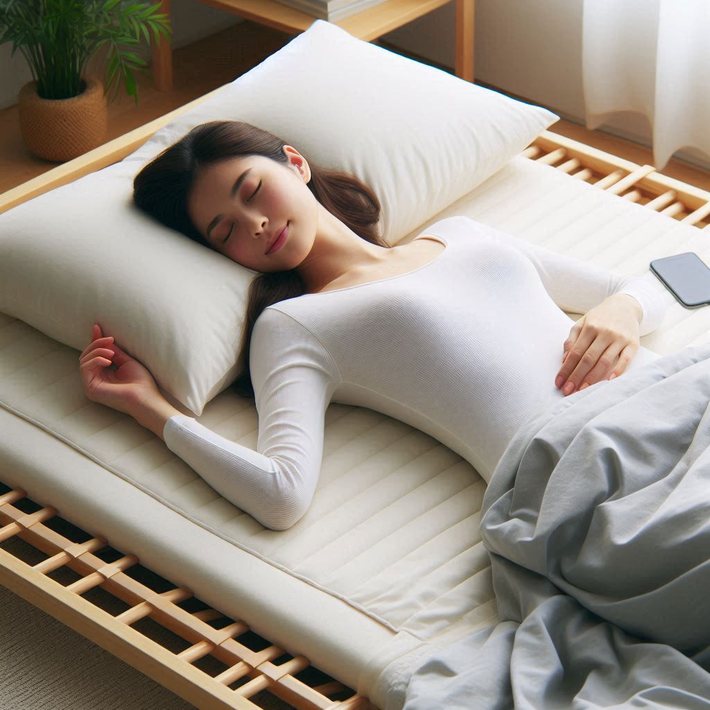 ベッドに敷布団を使って寝ている