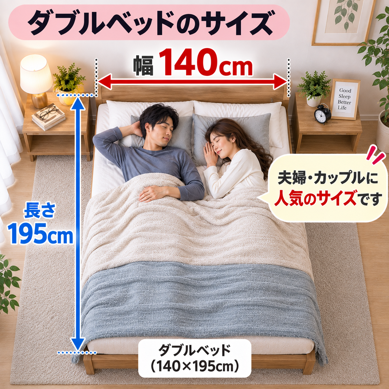 ダブルベッドのサイズ