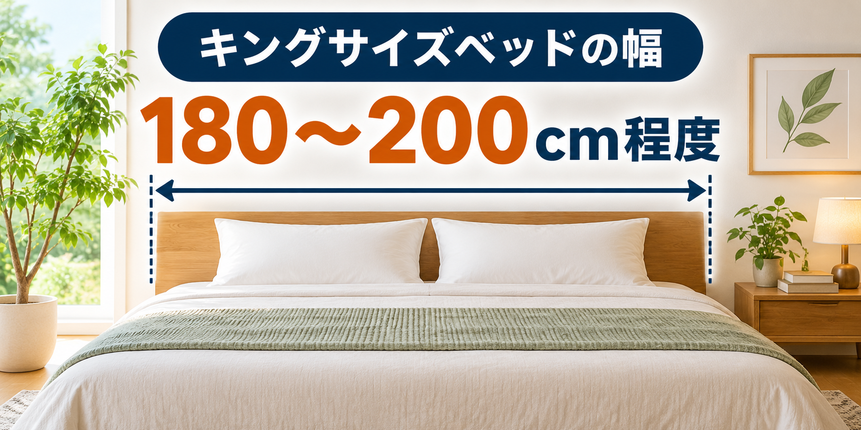 キングサイズベッドの幅180〜200cm程度の目安