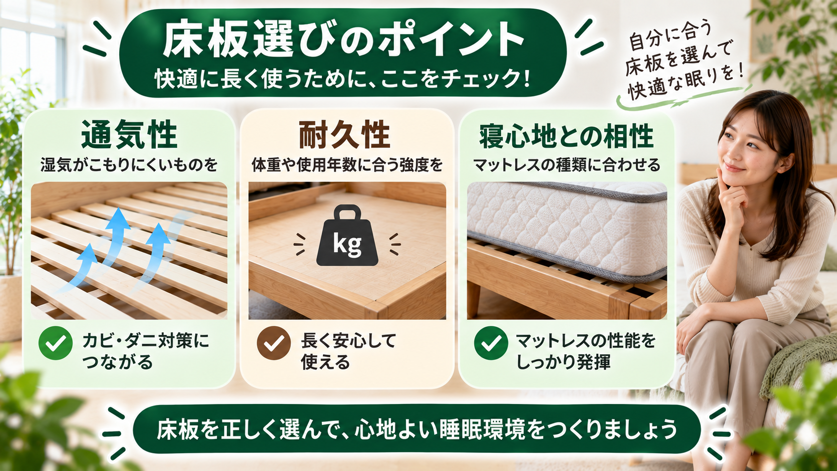 ベッドの床板を選ぶときに確認したい通気性・耐久性・マットレスとの相性