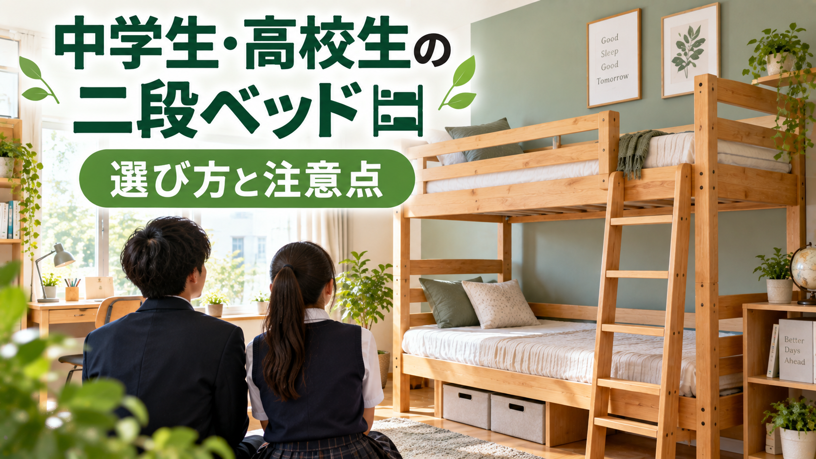 中学生・高校生が使う二段ベッドのある子ども部屋のイメージ