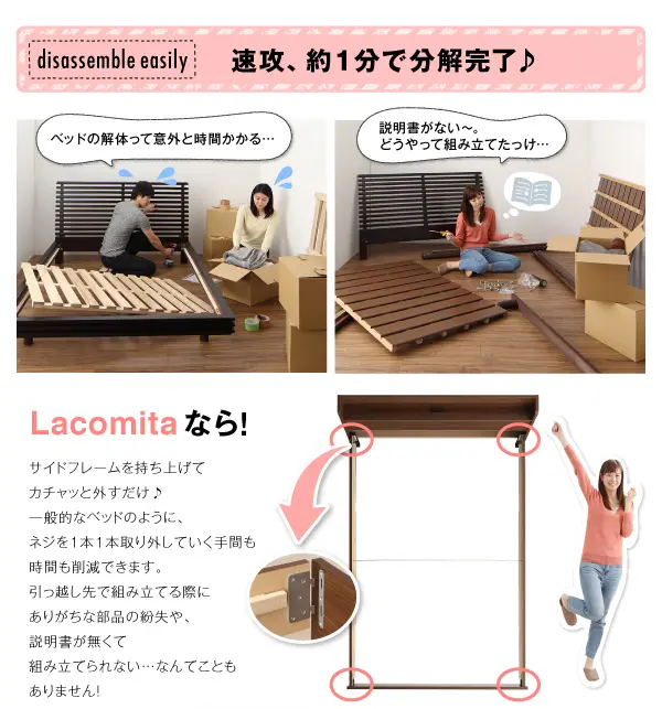 工具いらずの組み立て・分解簡単収納ベッドLacomitaラコミタ - ベッド通販セラピス｜３万点越えのおすすめベッドが送料無料！