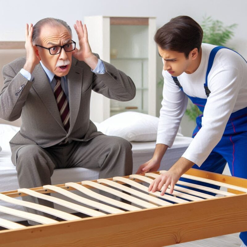 すのこベッドフレームのきしみ対策を専門家が説明している。