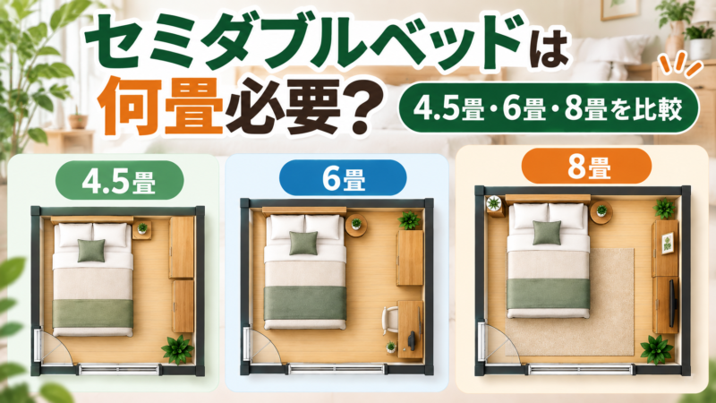 セミダブルベッドは何畳必要？4.5畳・6畳・8畳を比較