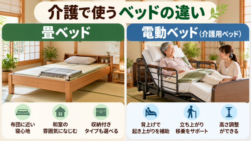 介護で使う畳ベッドと電動ベッドの違い