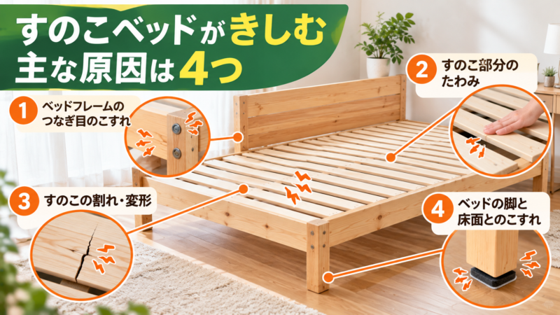 すのこベッドがきしむ4つの原因