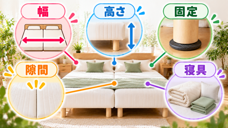 脚付きマットレスを2台並べる前の5つの確認ポイント