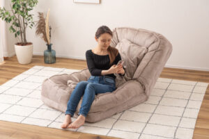 ソファベッド 14段階リクライニング 約W85×D105-165×H27-77×SH14cm ポリエステル 完成品 RKC-189