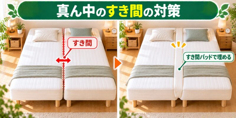 真ん中のすき間の対策（すき間パッドで埋める）