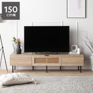 テレビボード 幅120cm 幅150cm 幅180cm ラタン調扉 大容量収納 異素材デザイン スチール TVボード テレビ台 組立品